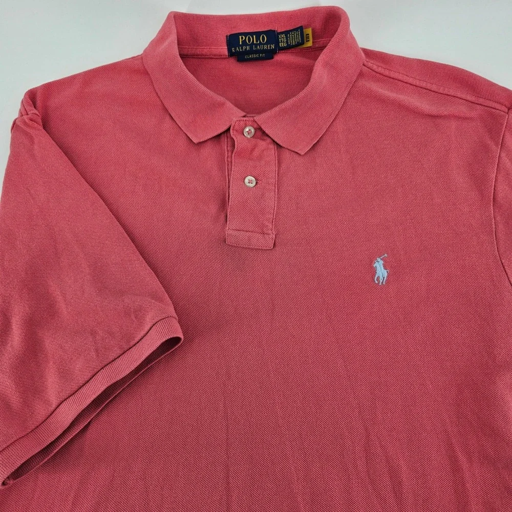 Polo Ralph Lauren Mens XXL Classic Fit Salmon Pink Short Sleeve Mesh Polo Shirt